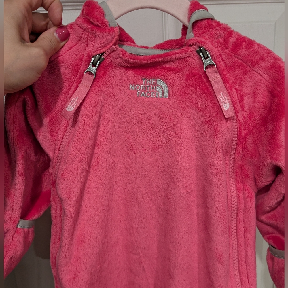 The North Face pink fleece winter onesie 6-12 months